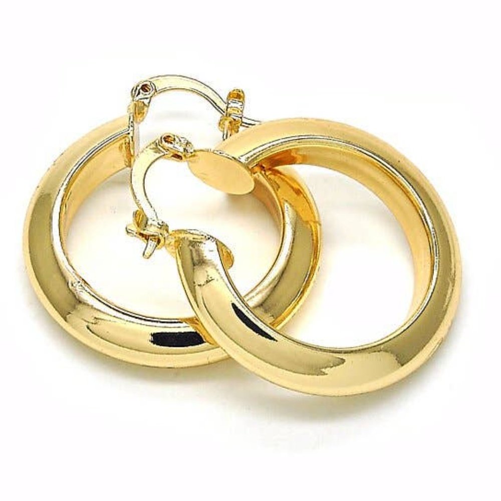 🌞 14k Gold Plated Medium Hoop, Golden Tone 🌞